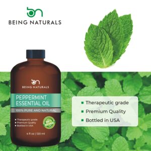 Peppermint Essential Oil - Huge 4 FL OZ - 100% Pure & Natural – Premium Natural Oil with Glass Dropper (Peppermint Oil)