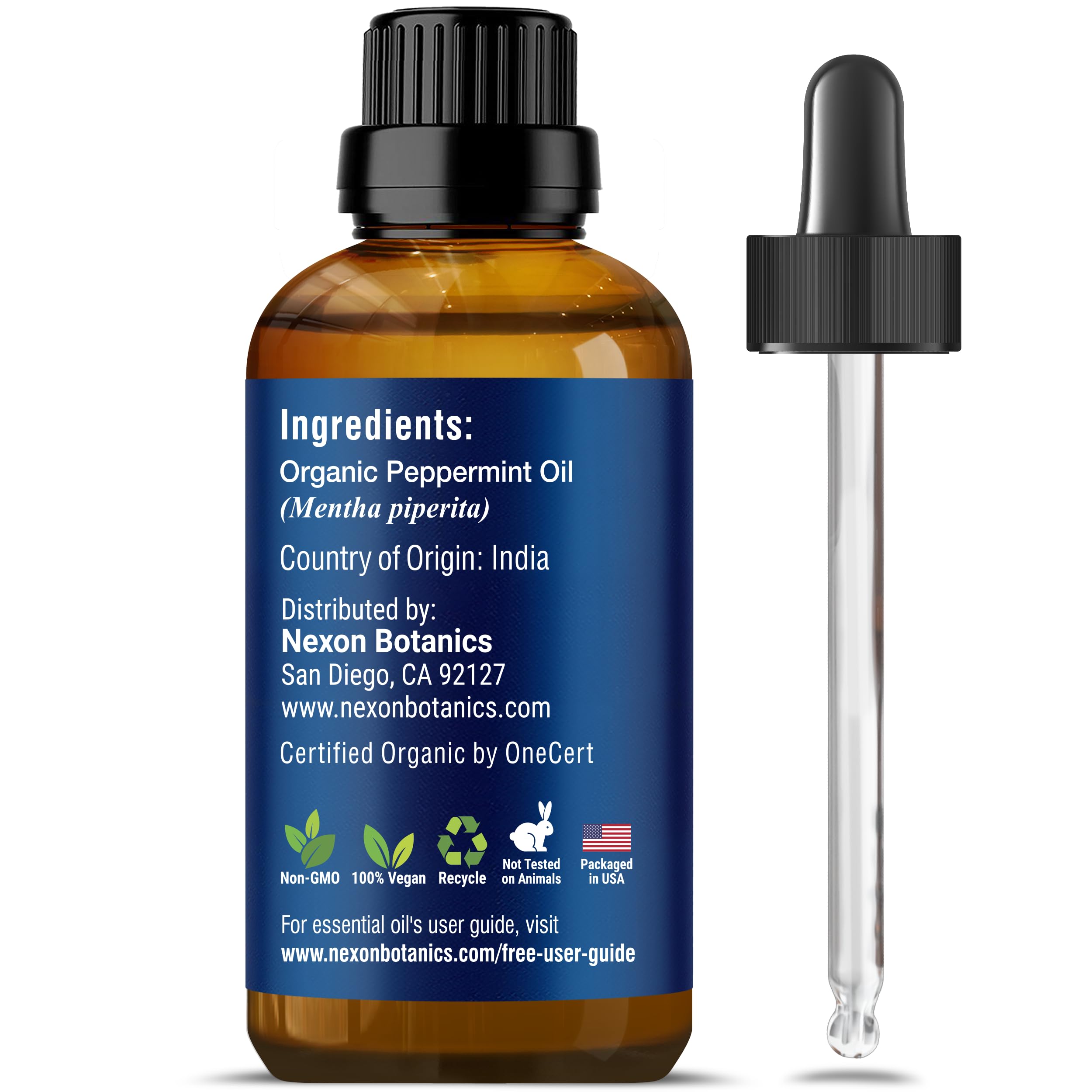 Organic Peppermint Essential Oil 30 ml - 100% Pure Peppermint Oil for Diffuser -Natural, Undiluted Menthol Oil for Hair Care - Mint Oil for Skin Care - Pure Essential Oils Peppermint - Nexon Botanics