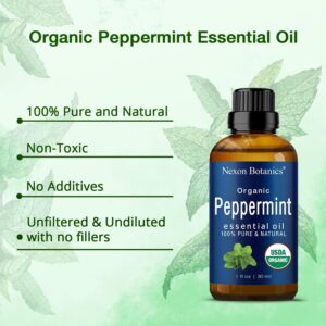 Organic Peppermint Essential Oil 30 ml - 100% Pure Peppermint Oil for Diffuser -Natural, Undiluted Menthol Oil for Hair Care - Mint Oil for Skin Care - Pure Essential Oils Peppermint - Nexon Botanics