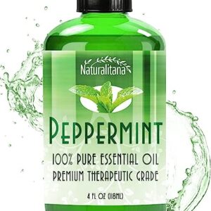 Naturalitana Peppermint Essential Oil - Therapeutic Grade for Aromatherapy, Diffuser, Hair, Stress, Relaxation, Dropper - 4 fl oz - Mint Scented Oil - Mint Oil