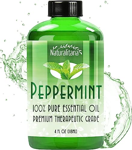 Naturalitana Peppermint Essential Oil - Therapeutic Grade for Aromatherapy, Diffuser, Hair, Stress, Relaxation, Dropper - 4 fl oz - Mint Scented Oil - Mint Oil