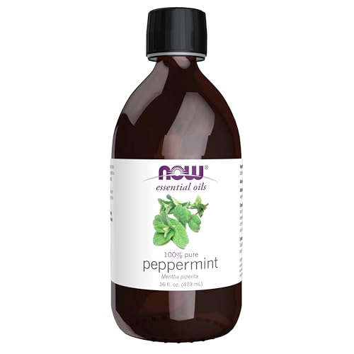 NOW Essential Oils, Peppermint Oil, Invigorating Aromatherapy Scent, Steam Distilled, 100% Pure, Vegan, Child Resistant Cap, 16-Ounce