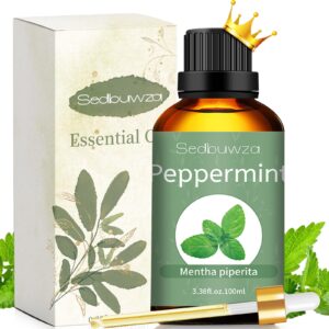 sedbuwza peppermint essential oil, peppermint oil 100% pure natural peppermint fragrance oil for massage diffuser humidifier candle soap aromatherapy making - 3.38 oz/100ml