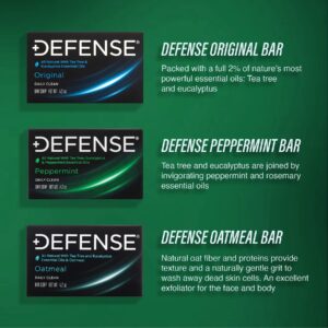 Defense Soap All Natural Peppermint Bar Soap for Men | Made by Wrestlers with Tea Tree Oil & Eucalyptus Oil to Promote Healthy Skin