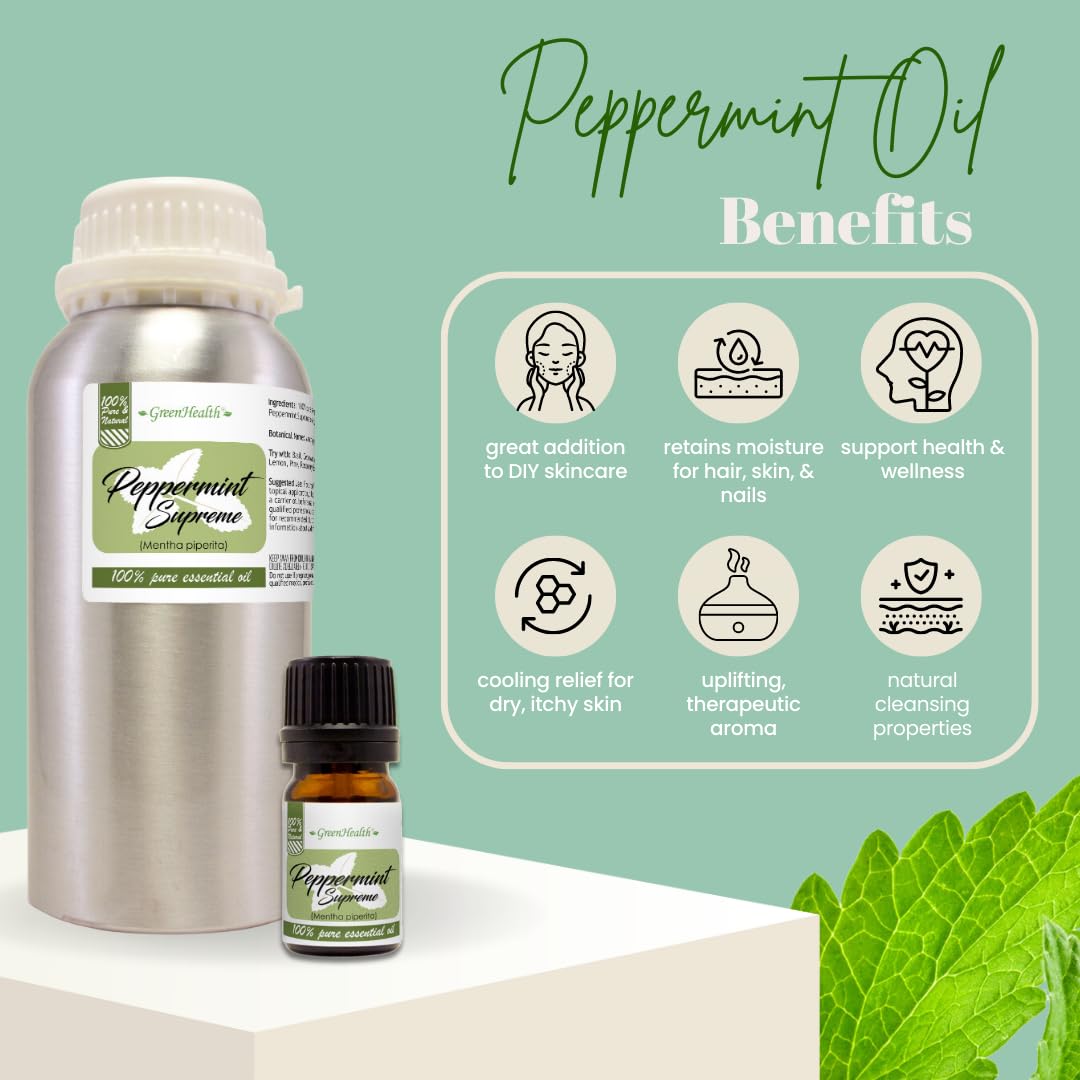 1 fl oz Peppermint Essential Oil (Mentha Piperita) (100% Pure & Uncut) - GreenHealth