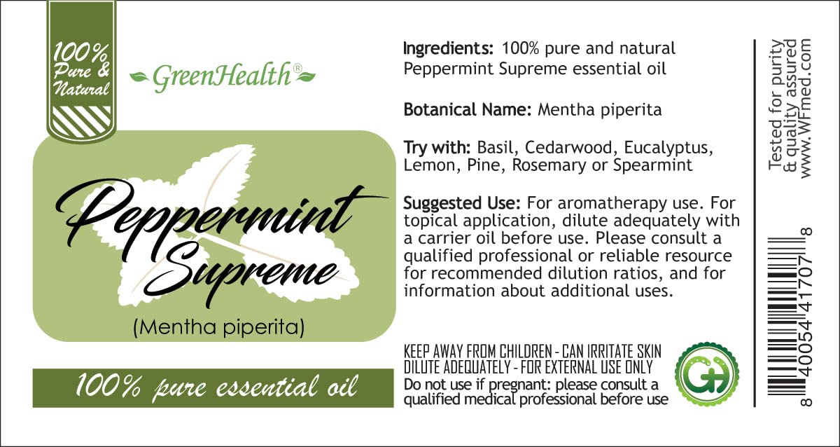 1 fl oz Peppermint Essential Oil (Mentha Piperita) (100% Pure & Uncut) - GreenHealth