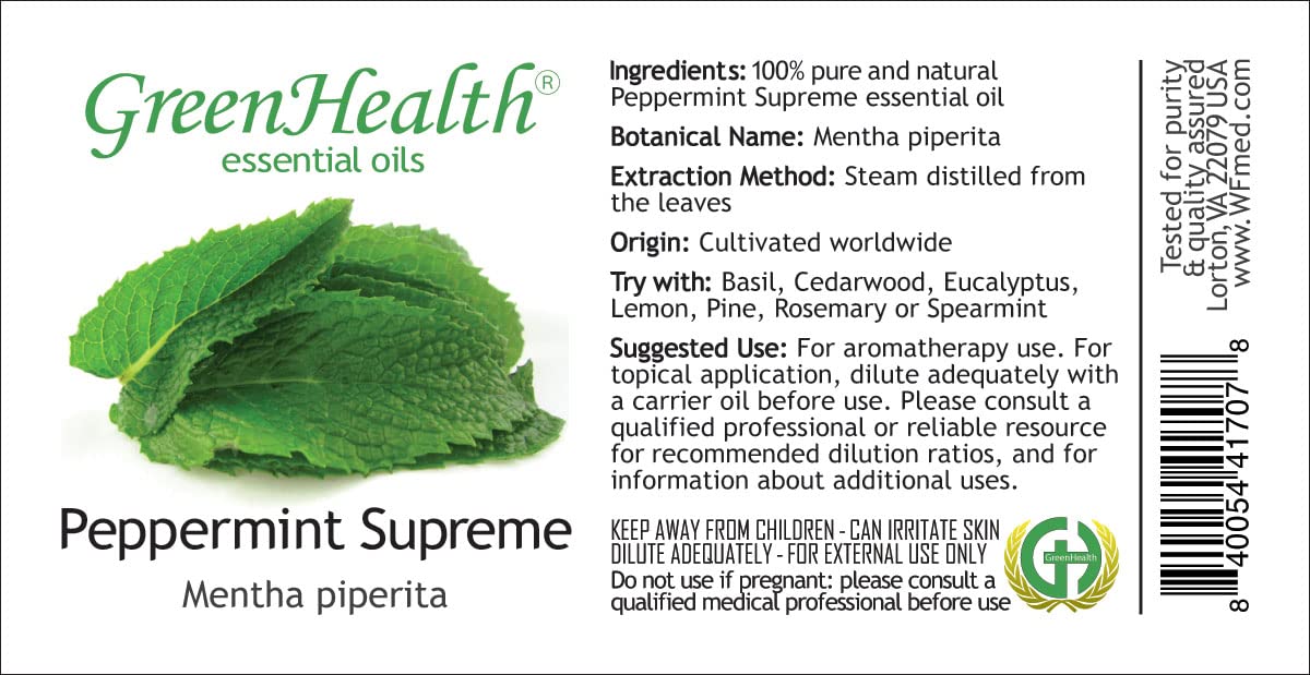 1 fl oz Peppermint Essential Oil (Mentha Piperita) (100% Pure & Uncut) - GreenHealth