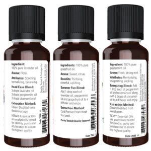 3-Pack Variety of NOW Essential Oils: Summer Fun - Lavender, Grapefruit, Peppermint