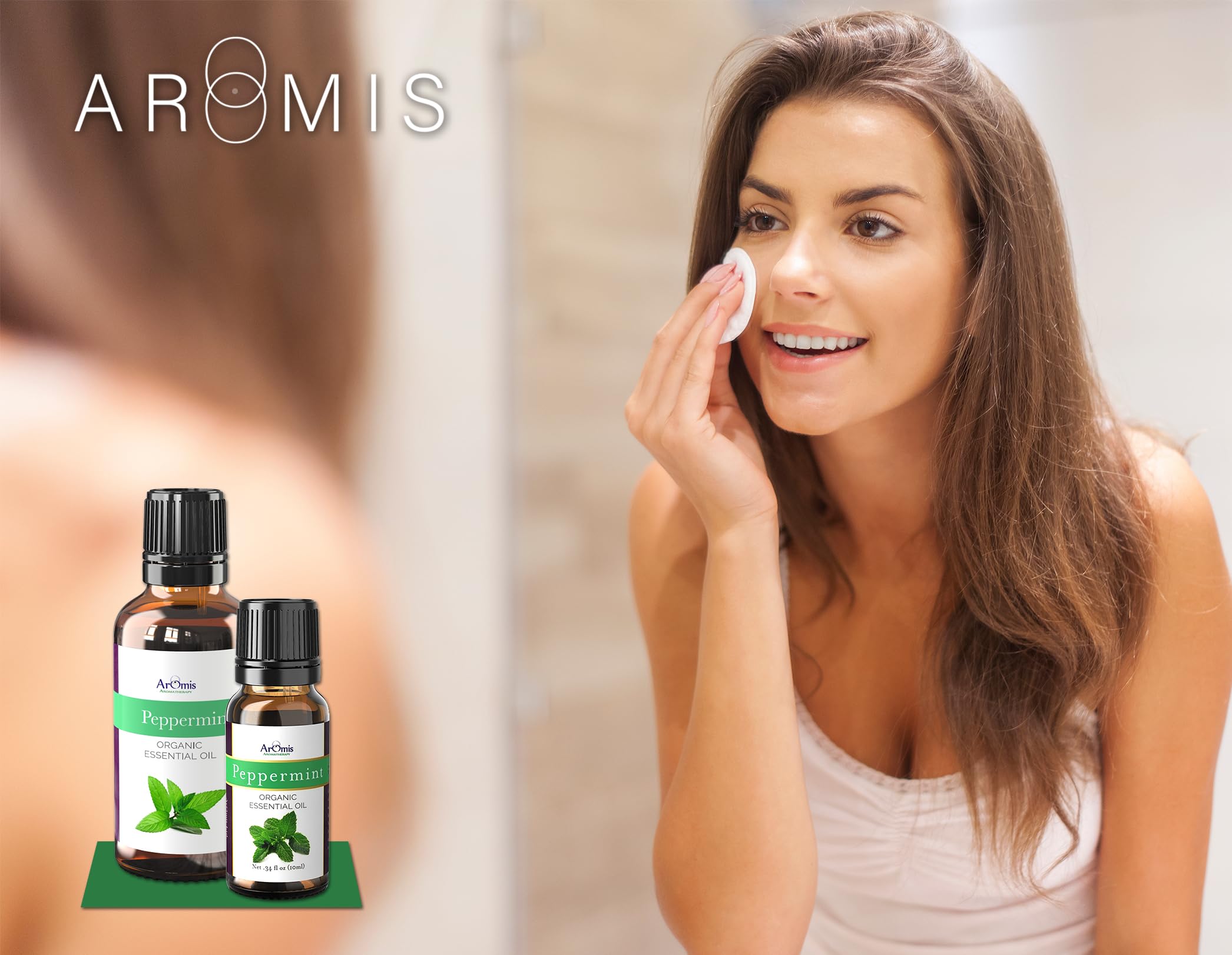 ArOmis Organic Peppermint Essential Oil - 100% Pure Therapeutic Grade - Undiluted, Premium Oil - 150 Micron Filtered, Perfect for Aromatherapy Diffusers (10ml / .34 fl oz)