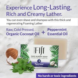 Coco Fiji Soap Bar for Face and Body Infused With Organic Coconut Oil, Peppermint, Essential Oil, Natural Soap for Moisturizing & Pore Purifying Skin, 7 oz,Pack of 2