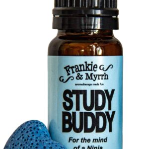 Frankie & Myrrh Study Buddy | Peppermint, Lemon, Rosemary Essential Oil Blend for Focus, Memory | includes Portable Lava Stone Diffuser|10mL