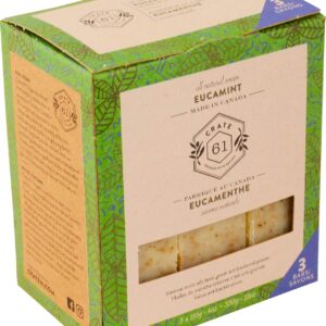 Crate 61, Handmade in Canada, Plant Based Cold Process Natural Bar Soap For Face And Body, With Premium Essential Oils, Eucalyptus & Peppermint For Men And Women 3 Pack (Eucamint)