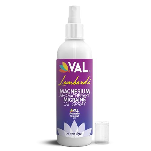 VAL Lombardi Magnesium Aromatherapy Spray with Peppermint & Essential Oils - Quick Comfort for Head Tension, Made in USA, 4 oz.