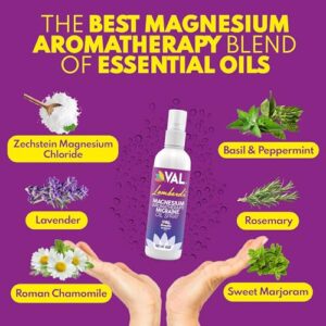 VAL Lombardi Magnesium Aromatherapy Spray with Peppermint & Essential Oils - Quick Comfort for Head Tension, Made in USA, 4 oz.