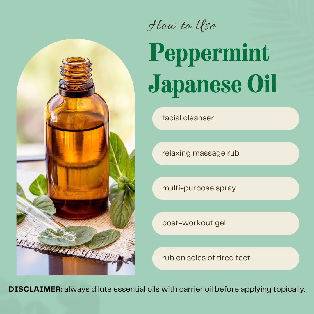 Peppermint Essential OIl - 100% Pure Essential Oil - 2 fl oz w/Glass Dropper