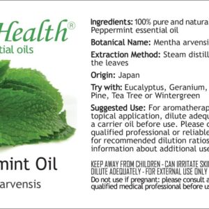 Peppermint Essential OIl - 100% Pure Essential Oil - 2 fl oz w/Glass Dropper