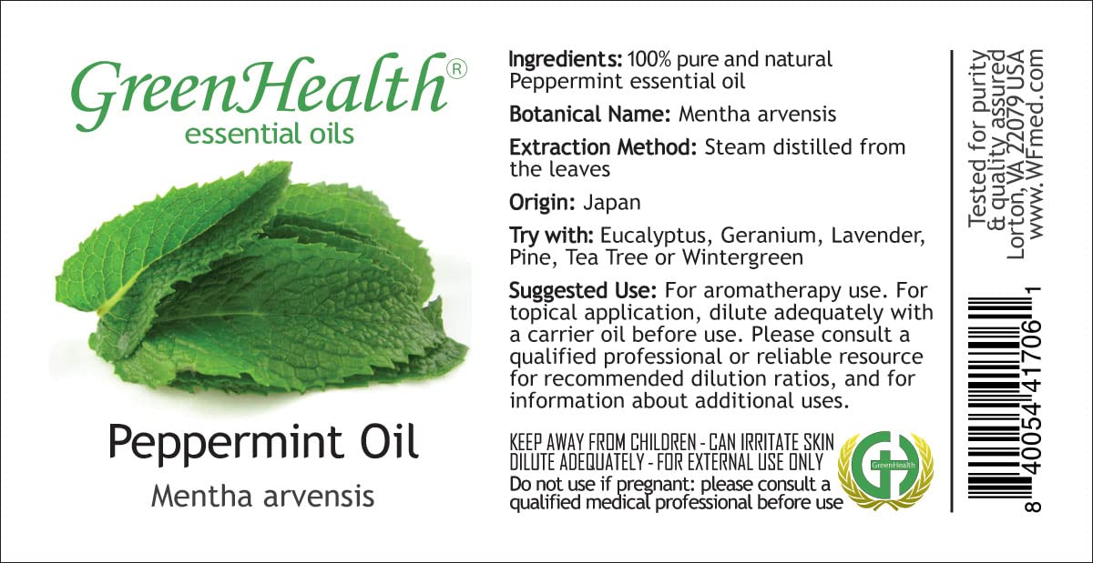 Peppermint Essential OIl - 100% Pure Essential Oil - 2 fl oz w/Glass Dropper