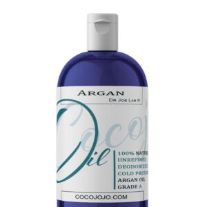 cocojojo Pure Deodorized Argan Oil - All Natural - Moroccan Argan Oil - Filtered to Reduce Smell - Perfect for Skin, Face, Hair, Nails - Reduced Scent - (16 oz)