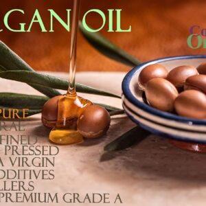 cocojojo Pure Deodorized Argan Oil - All Natural - Moroccan Argan Oil - Filtered to Reduce Smell - Perfect for Skin, Face, Hair, Nails - Reduced Scent - (16 oz)