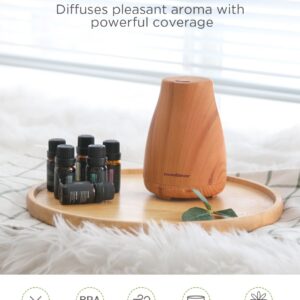 InnoGear Essential Oil Diffuser with Oils, 100ml Aromatherapy Diffuser with 6 Essential Oils Set, Aroma Cool Mist Humidifier Gift Set, Yellow Wood Grain