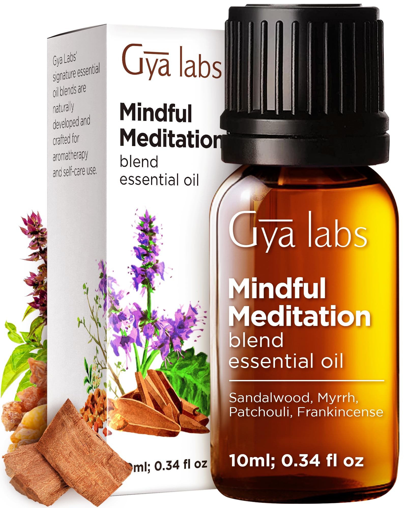 Gya Labs Mindful Meditation Essential Oil Blend (0.34 fl oz) - Natural Meditation Essential Oil - Grounding & Relaxing