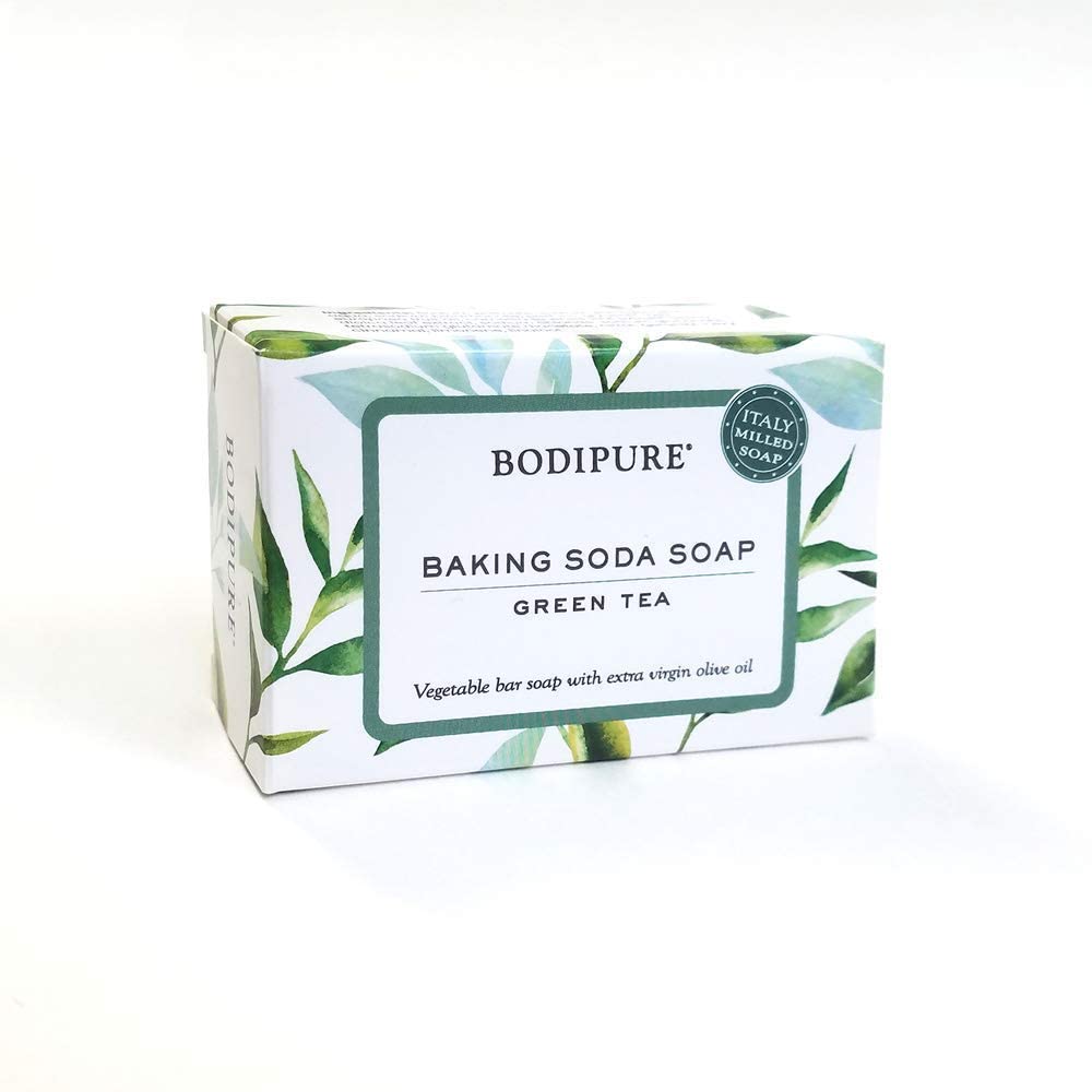 Bodipure Green Tea Bar Soap - Refreshing and Moisturizing Soap For Face and Body - With Olive Oil and Baking Soda 4.4 Ounces, 3 Bars