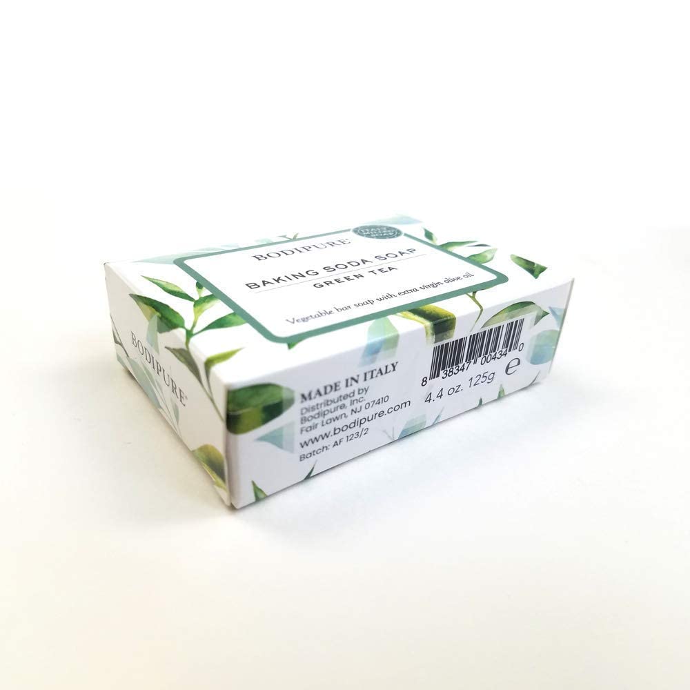 Bodipure Green Tea Bar Soap - Refreshing and Moisturizing Soap For Face and Body - With Olive Oil and Baking Soda 4.4 Ounces, 3 Bars