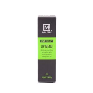 M. Skin Care Hemp Therapy Lip Mend Balm for Men, Refreshing Peppermint, Shea Butter, Cruelty Free