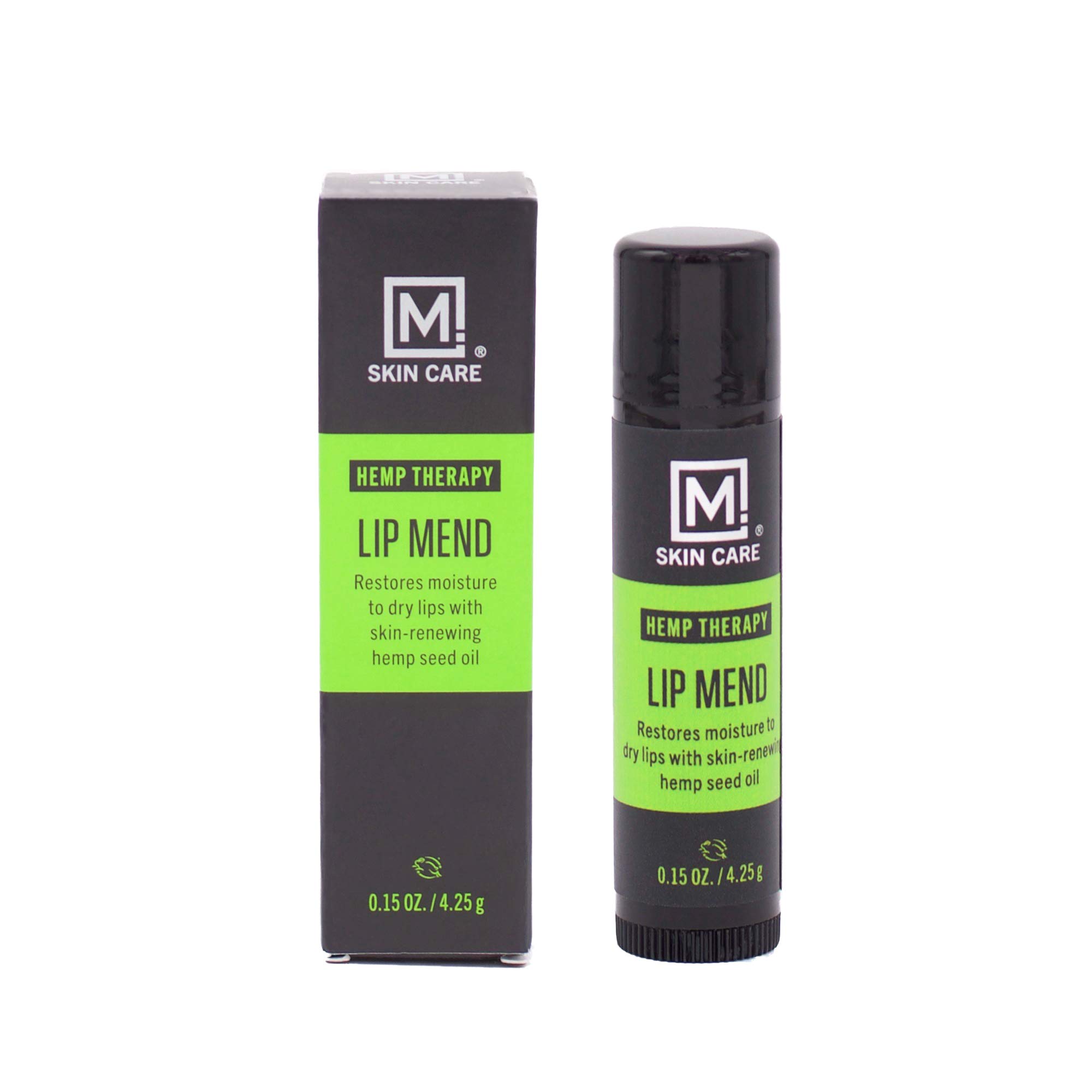 M. Skin Care Hemp Therapy Lip Mend Balm for Men, Refreshing Peppermint, Shea Butter, Cruelty Free