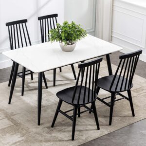 duhome dining chairs set of 4, wood dining room chairs slat back kitchen room chair windsor chairs, black