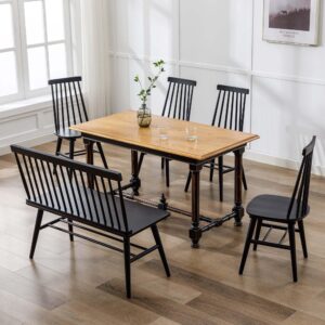 DUHOME Dining Chairs Set of 4, Wood Dining Room Chairs Slat Back Kitchen Room Chair Windsor Chairs, Black