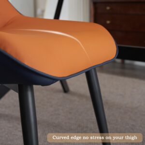 THEETHUNG Upholstered Leather Dining Chair Set of 4, Kitchen Chair with Blakc Metal Legs Armless Dinner Chair for Dining Room Living Room Bedroom, Orange