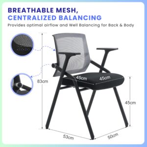 BLANEDUO, 2 Pack Stackable Conference Room Chairs with Paddle Folding Office Chair Foldable Desk Chair Mesh Back and Arms for Conference Meeting Guest Reception Home Office Training Room Chair