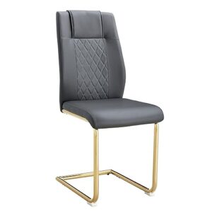 Gecheer Modern Dining Chairs, Dining Room Chairs, and Golden Leg Cushioned Chairs Artificial Leather, Suitable for Kitchens, Living Rrooms, Bedrooms, and Offices 4 Pieces Gray + PU Leather 2027A