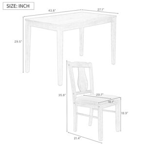 Merax, Drift Wood 5-Piece Set,Wooden Rectangular Table and 4 Upholstered Chairs for Kitchen,Dining Room