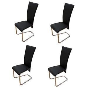 CUSON Dining Chairs 4 pcs | Faux Leather Kitchen Chair Set of 4 | 4 Piece Modern Dining Room Chair for Kitchen, Restaurant | Black Artificial Leather with Iron Frame | 16.9" x 21.7" x 40.5"