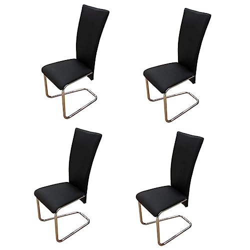 CUSON Dining Chairs 4 pcs | Faux Leather Kitchen Chair Set of 4 | 4 Piece Modern Dining Room Chair for Kitchen, Restaurant | Black Artificial Leather with Iron Frame | 16.9" x 21.7" x 40.5"