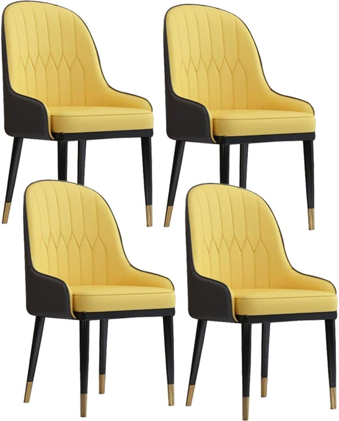 FIXARE Kitchen Leather Dining Chairs Set of 4 Water Proof PU Leather Side Chair with Metal Legs for Dining and Living Room Chairs (Color : Yellow+Gray)