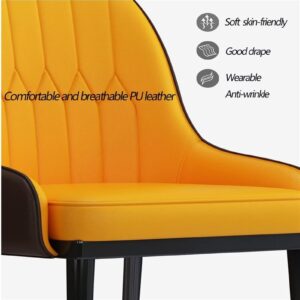 FIXARE Kitchen Leather Dining Chairs Set of 4 Water Proof PU Leather Side Chair with Metal Legs for Dining and Living Room Chairs (Color : Yellow+Gray)