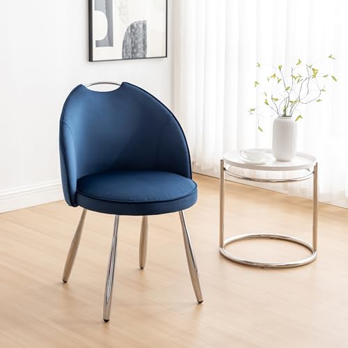 Art Leon Velvet Dining Chairs Set of 4, Modern Upholstered Side Chairs, Kitchen Dining Room Chairs with Metal Legs for Living Room Bedroom, Blue