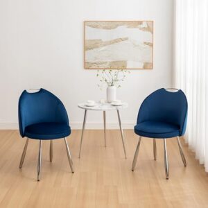 Art Leon Velvet Dining Chairs Set of 4, Modern Upholstered Side Chairs, Kitchen Dining Room Chairs with Metal Legs for Living Room Bedroom, Blue