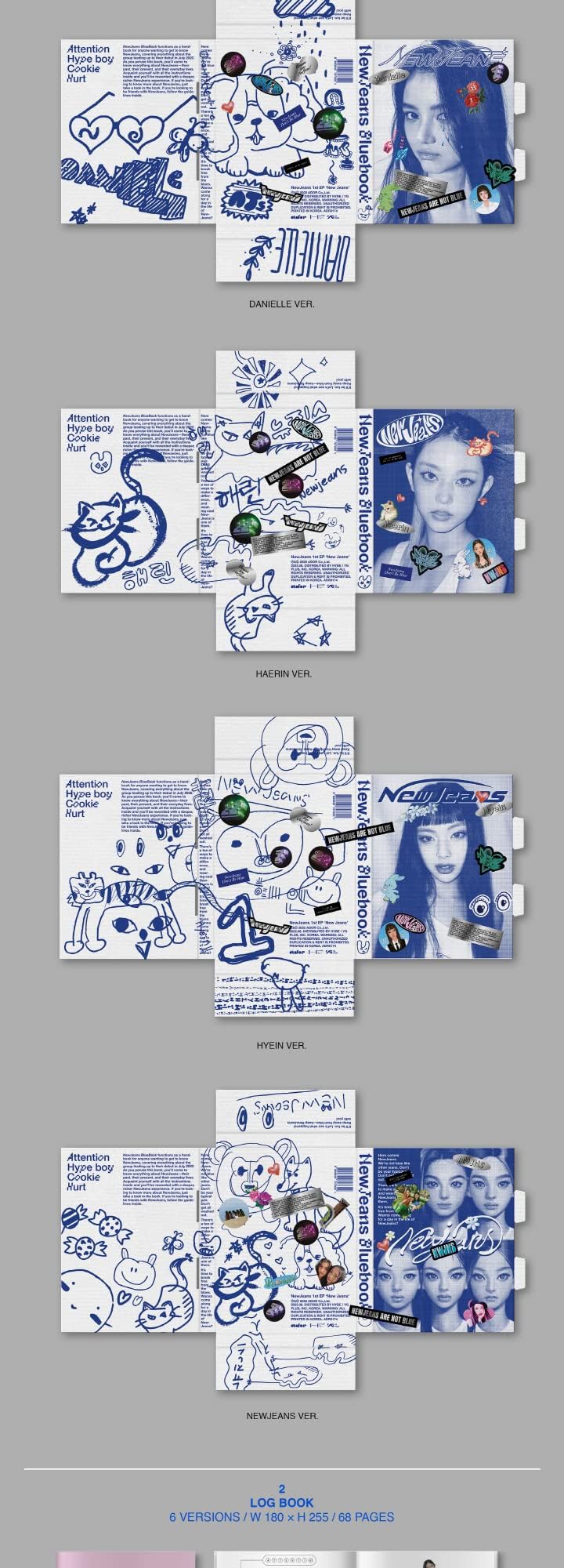 DREAMUS NewJeans New Jeans 1st EP Album Bluebook Version CD+Mini Poster On Pack+Log +Pin-up Book+Phoning Manual Book+ID Card+Sticker Pack+Photocard+Tracking Sealed (MINJI Version)