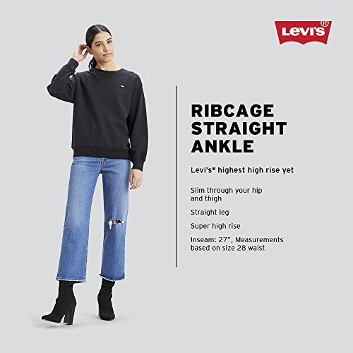 Levi's Women's Ribcage Straight Ankle Jeans, Medium Indigo Worn in, 29