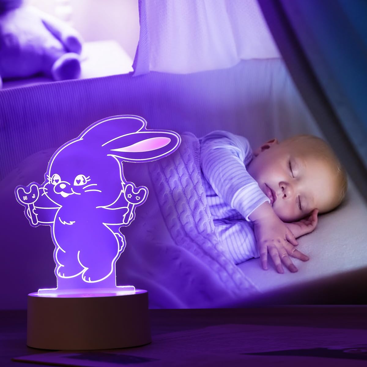 X9H8N9 Kpop LED Night Light 7 Colors Remote Adjustable Bunnies NightLight Bedside Lamp for New Nwjns Jeans Bunny Bunnies