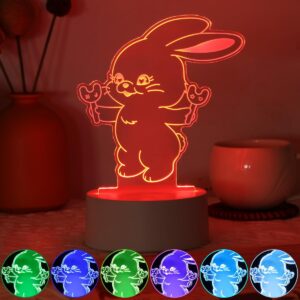 X9H8N9 Kpop LED Night Light 7 Colors Remote Adjustable Bunnies NightLight Bedside Lamp for New Nwjns Jeans Bunny Bunnies