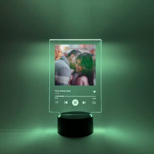 Custom Personalized Photo Song Framed Lyrics Music Scannable Code Album Cover Picture LED Light Up Stand Anniversary Wedding Couple Girlfriend Boyfriend Family Lamp 16 Color Options & Remote