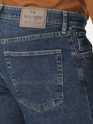 Wrangler Authentics Men's Regular Fit Comfort Flex Waist Jean, Dark Stonewash, 36W x 30L