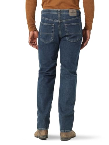 Wrangler Authentics Men's Regular Fit Comfort Flex Waist Jean, Dark Stonewash, 36W x 30L