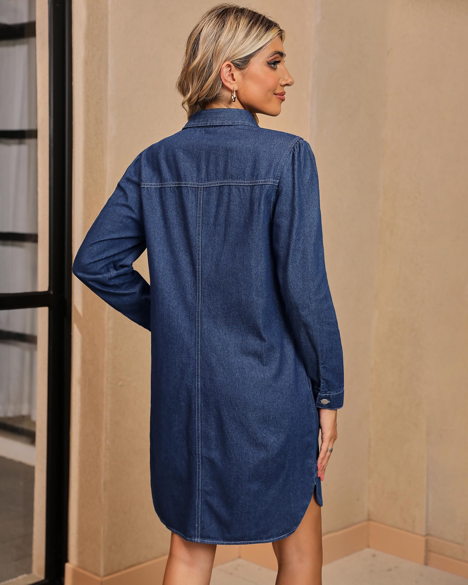 luvamia Spring Denim Dresses for Women 2024 Casual Blue Jean Dresses Denim Tunic Dress for Women Summer Casual Winter New Years Eve Dresses for Women Size Large Size 12 14