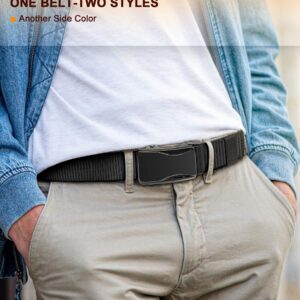 BULLIANT Mens Ratchet Belt Reversible,Web Nylon Casual Belt for Men Golf Hiking Pants Jeans 2 In 1